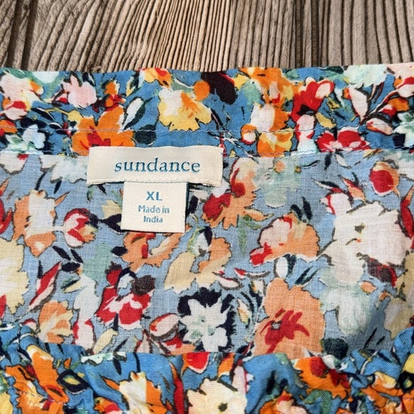 Sundance embroidered top floral XL cotton tank peasant scallop hem - Picture 4 of 5